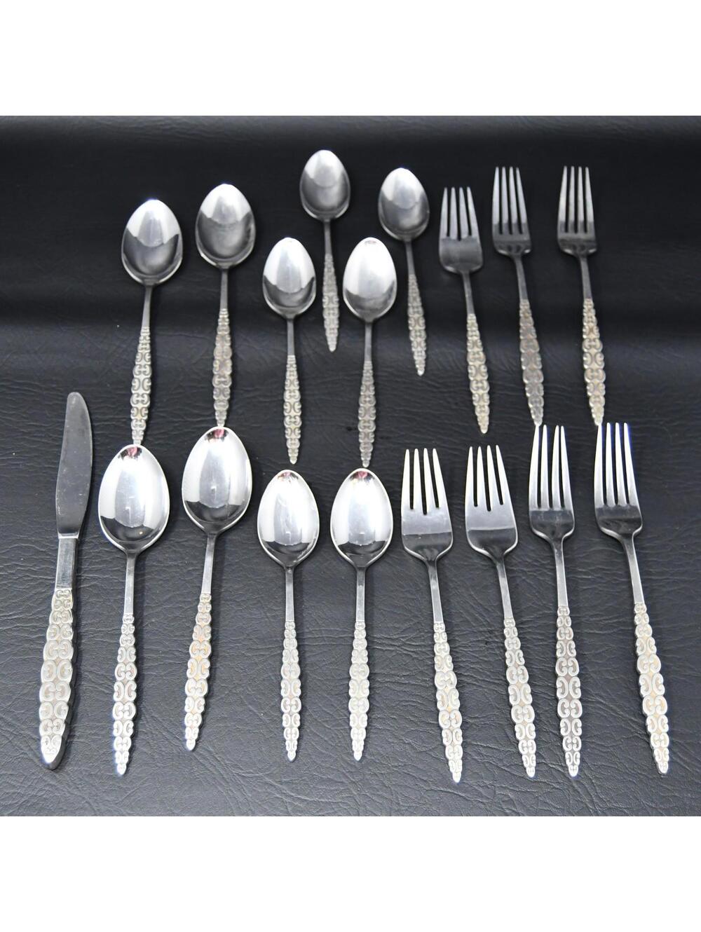 Lyon Romanesque International Silver Stainless Flatware Large Mix Lot VTG AS IS